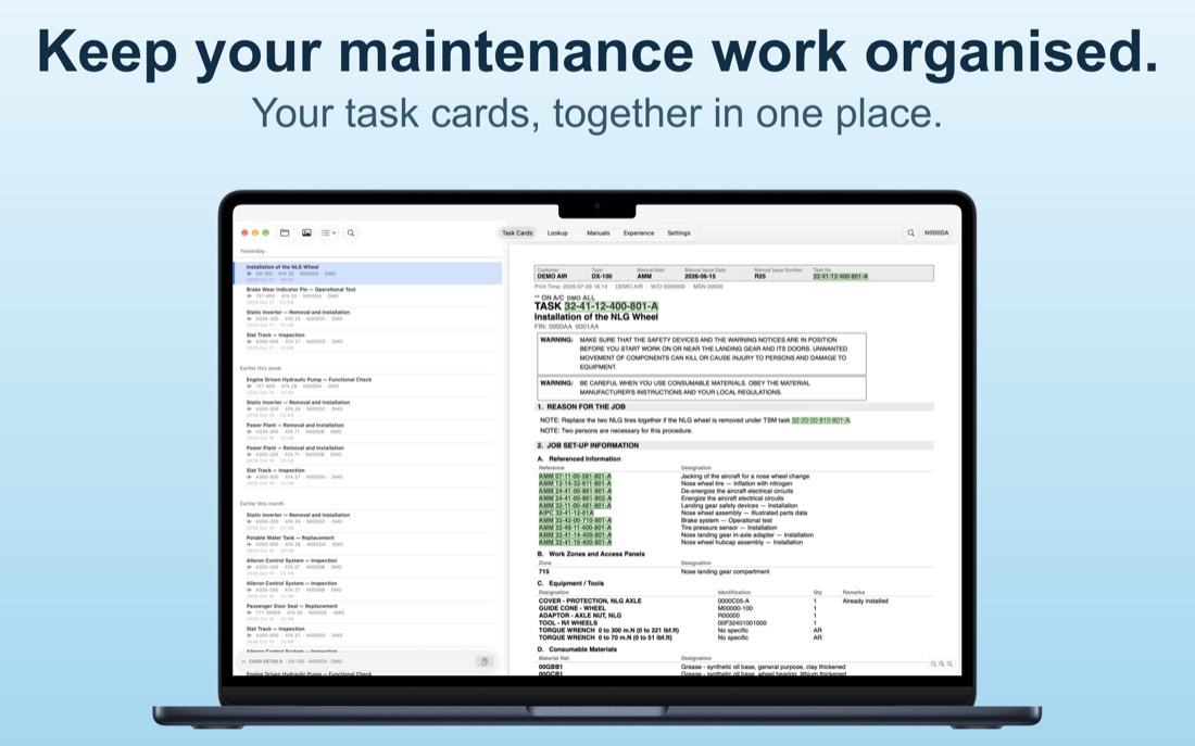 Task Cards: the card library with a card open beside it.